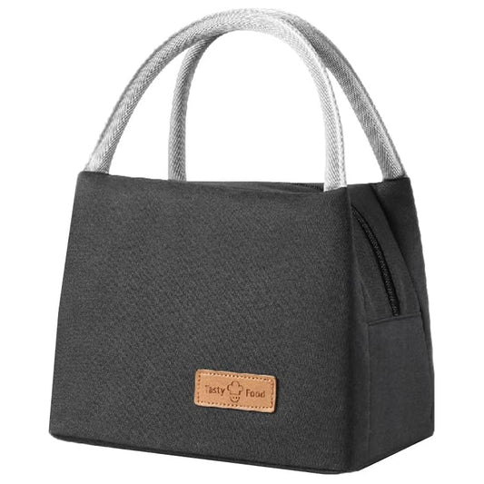 Frendorf | Bento-Tasche groß verdickte Studenten-Lunch-Tasche Oxford-Stoff ein Schulter Outdoor-Picknick-Thermoschutz-Tasche Schwarz