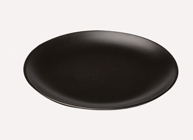 Frendorf | Schwarzes Melamin Rundtablett Essgeschirr Lebensmittel Steak Dinner Teller