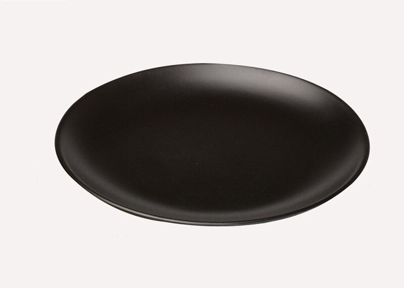 Frendorf | Schwarzes Melamin Rundtablett Essgeschirr Lebensmittel Steak Dinner Teller
