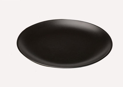 Frendorf | Schwarzes Melamin Rundtablett Essgeschirr Lebensmittel Steak Dinner Teller