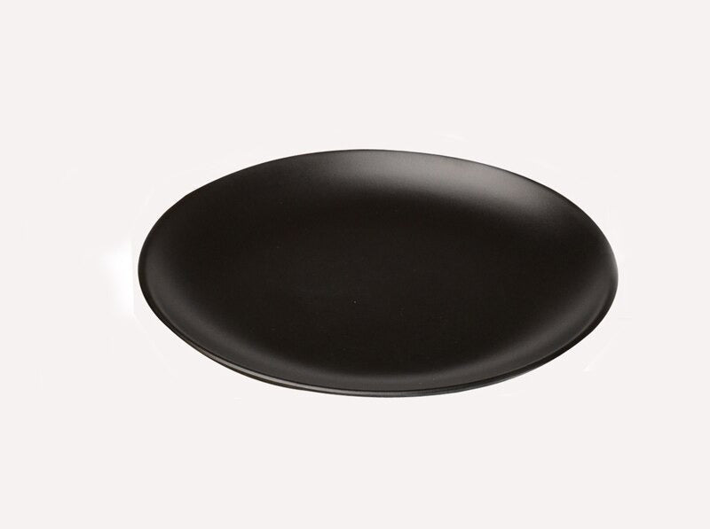 Frendorf | Schwarzes Melamin Rundtablett Essgeschirr Lebensmittel Steak Dinner Teller