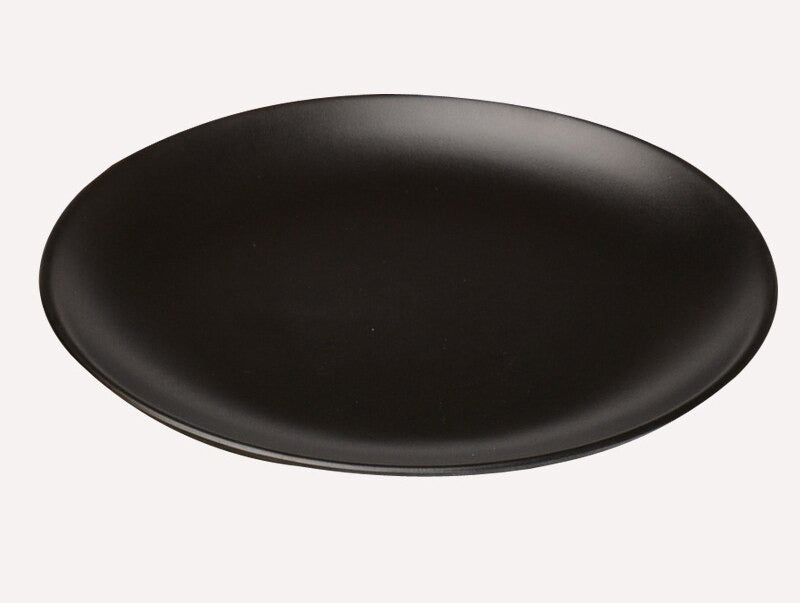 Frendorf | Schwarzes Melamin Rundtablett Essgeschirr Lebensmittel Steak Dinner Teller