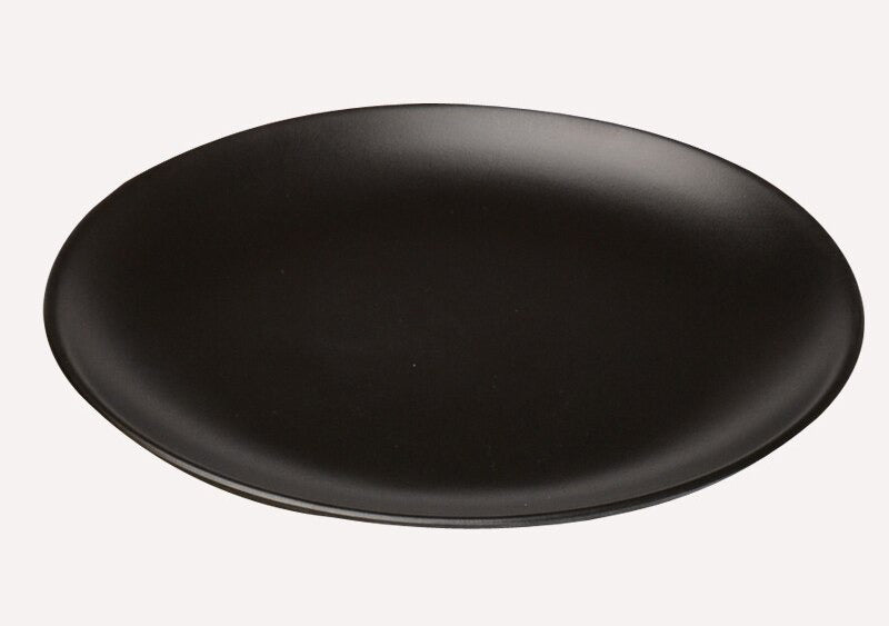 Frendorf | Schwarzes Melamin Rundtablett Essgeschirr Lebensmittel Steak Dinner Teller