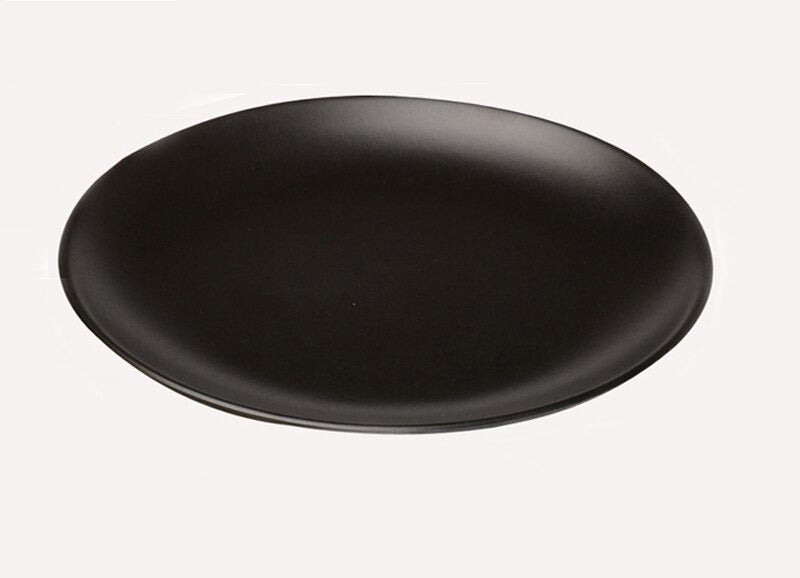 Frendorf | Schwarzes Melamin Rundtablett Essgeschirr Lebensmittel Steak Dinner Teller