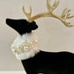Schwarze Velvet Majestätische Hirschfigur, Weihnachtsdekoration