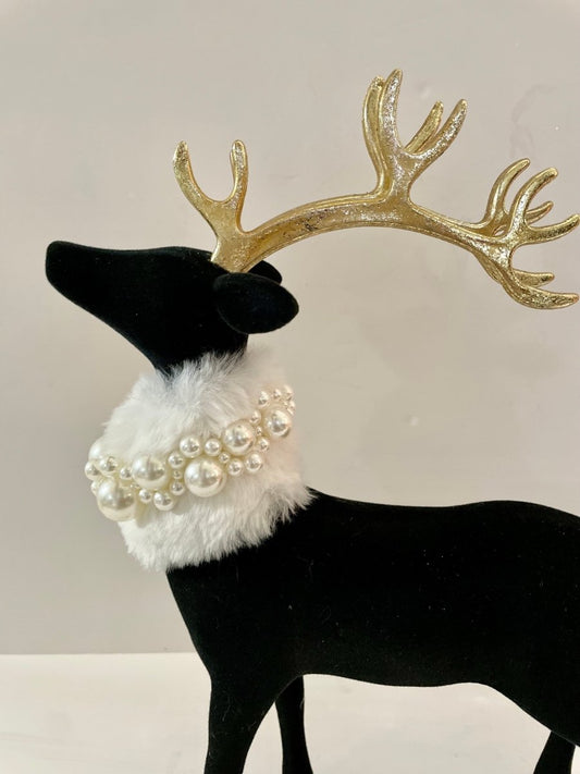 Schwarze Velvet Majestätische Hirschfigur, Weihnachtsdekoration