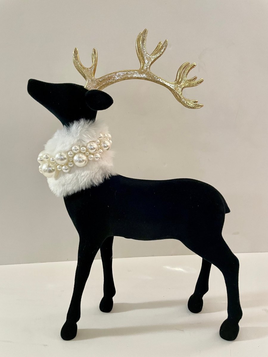 Schwarze Velvet Majestätische Hirschfigur, Weihnachtsdekoration