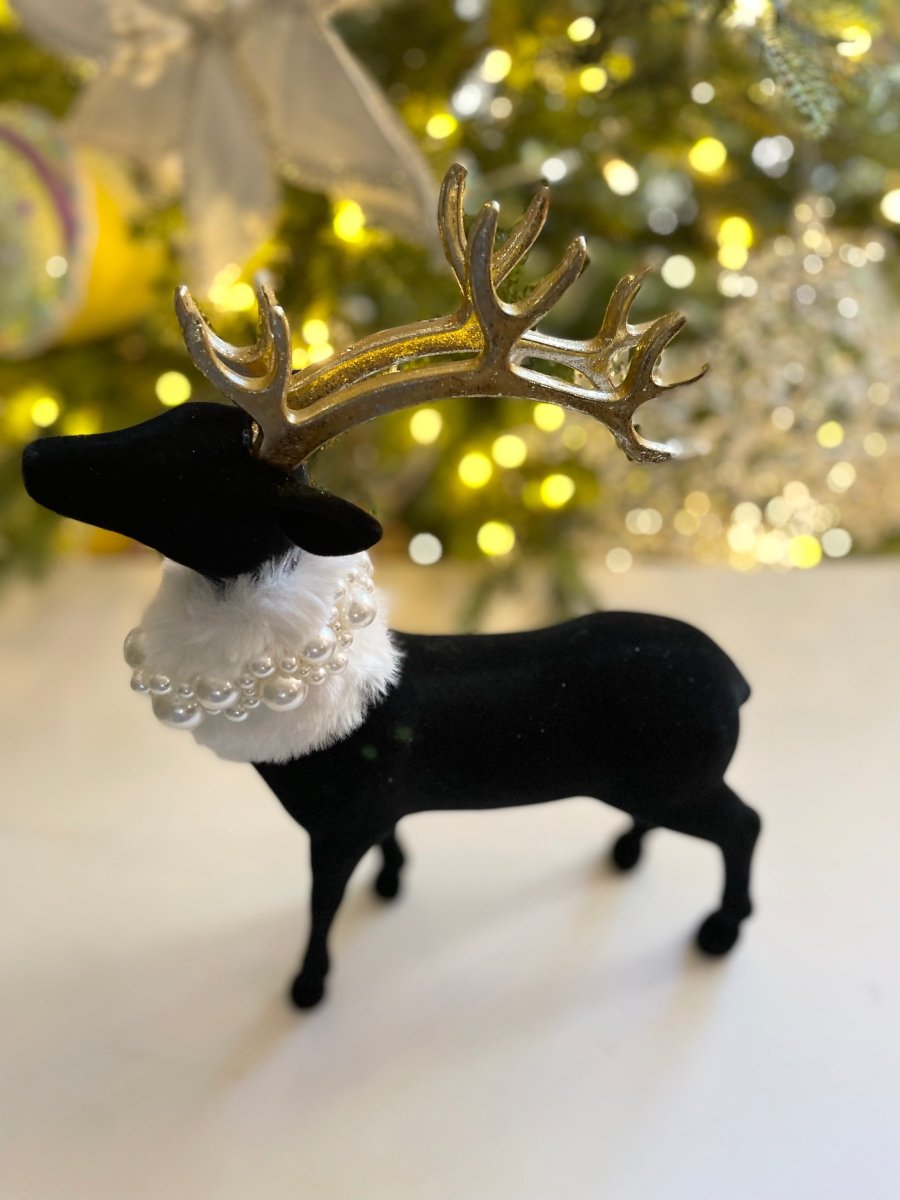 Schwarze Velvet Majestätische Hirschfigur, Weihnachtsdekoration