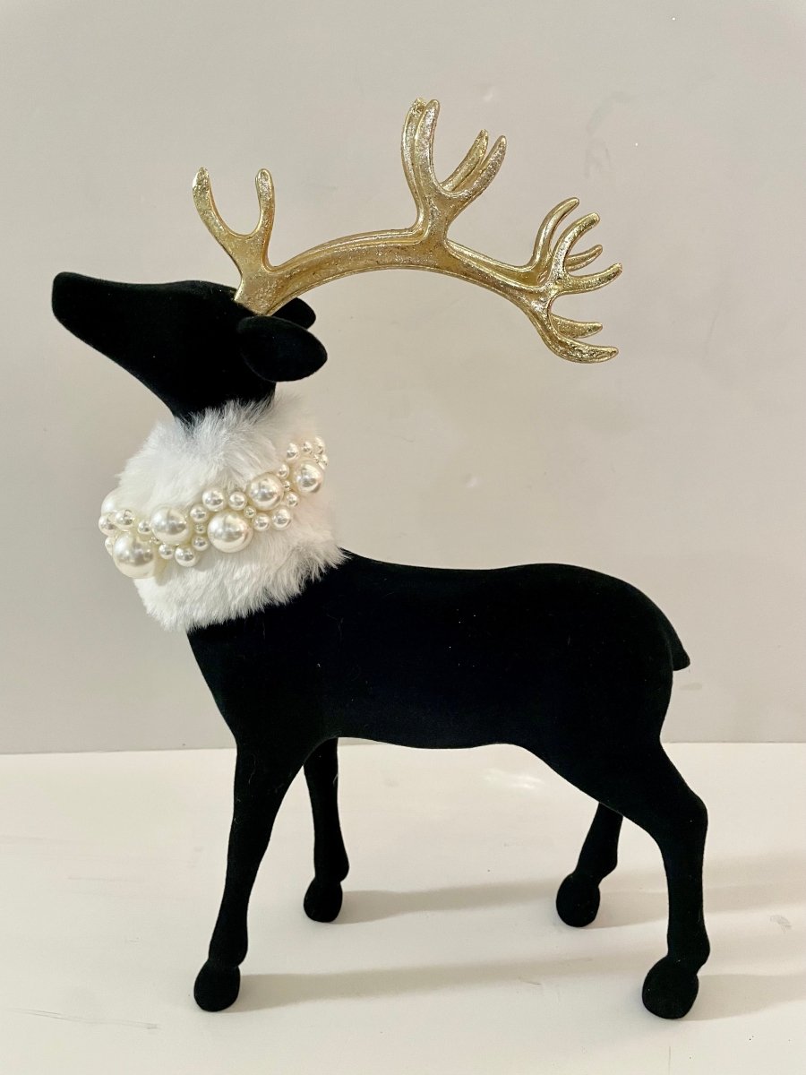 Schwarze Velvet Majestätische Hirschfigur, Weihnachtsdekoration