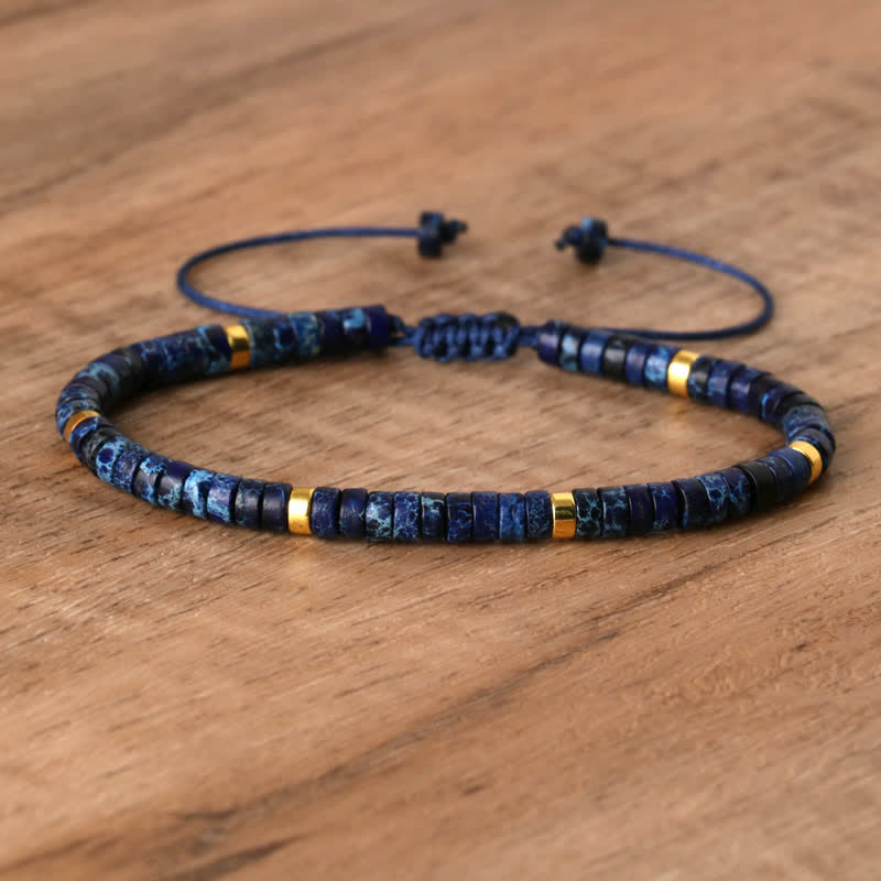 Frendorf | Geflochtenes Armband mit 2,4 mm Naturstein-Rollern – Seraphina