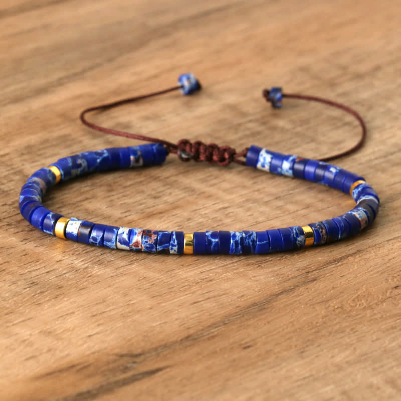 Frendorf | Geflochtenes Armband mit 2,4 mm Naturstein-Rollern – Seraphina