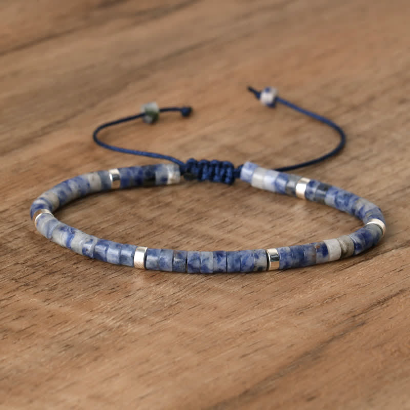 Frendorf | Geflochtenes Armband mit 2,4 mm Naturstein-Rollern – Seraphina