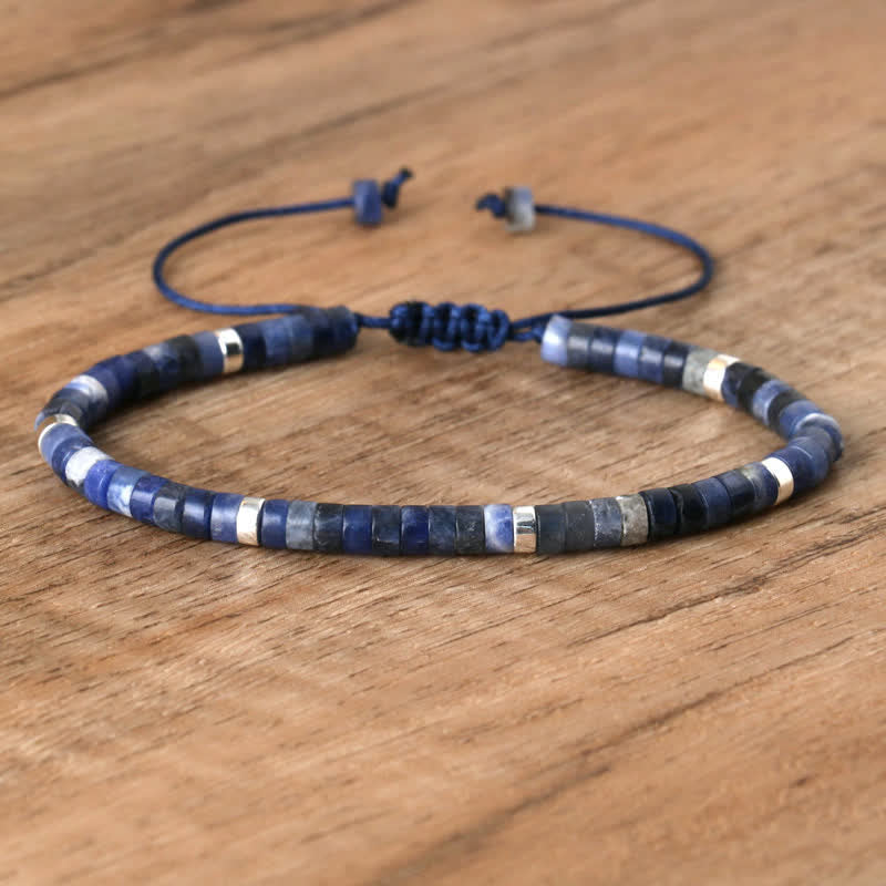 Frendorf | Geflochtenes Armband mit 2,4 mm Naturstein-Rollern – Seraphina