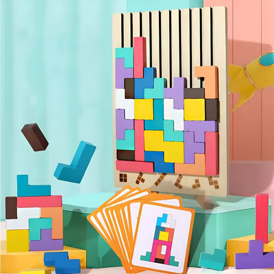 Frendorf | BLOCKWISE – Montessori Holz Tetris Stapelspielzeug zum Lernen und Spielen