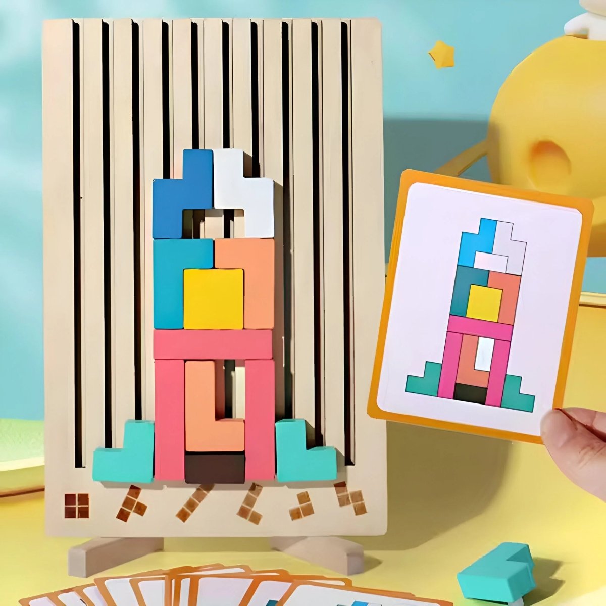 Frendorf | BLOCKWISE – Montessori Holz Tetris Stapelspielzeug zum Lernen und Spielen