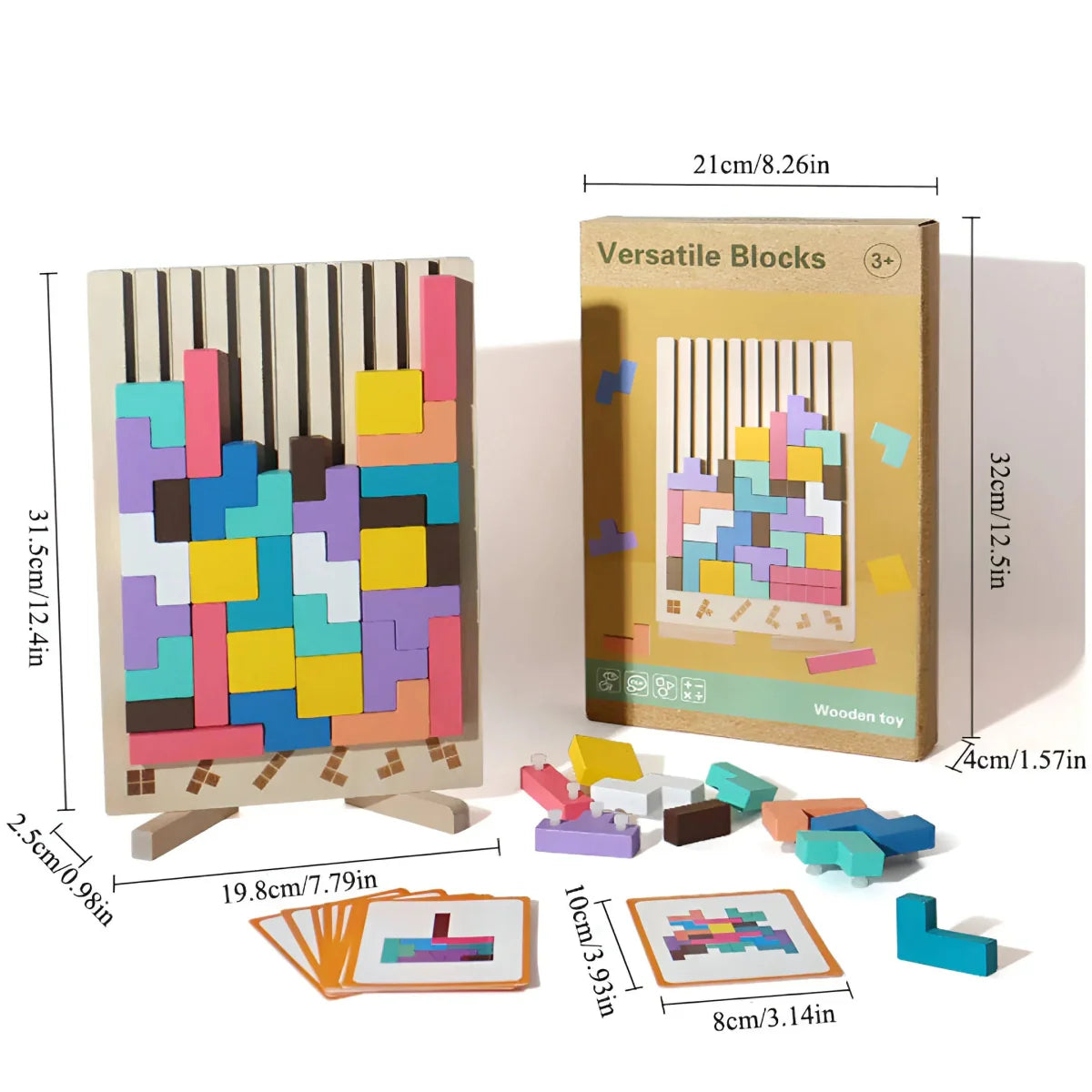 Frendorf | BLOCKWISE – Montessori Holz Tetris Stapelspielzeug zum Lernen und Spielen
