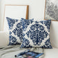 Blaue bestickte Ornamente Kissenbezug