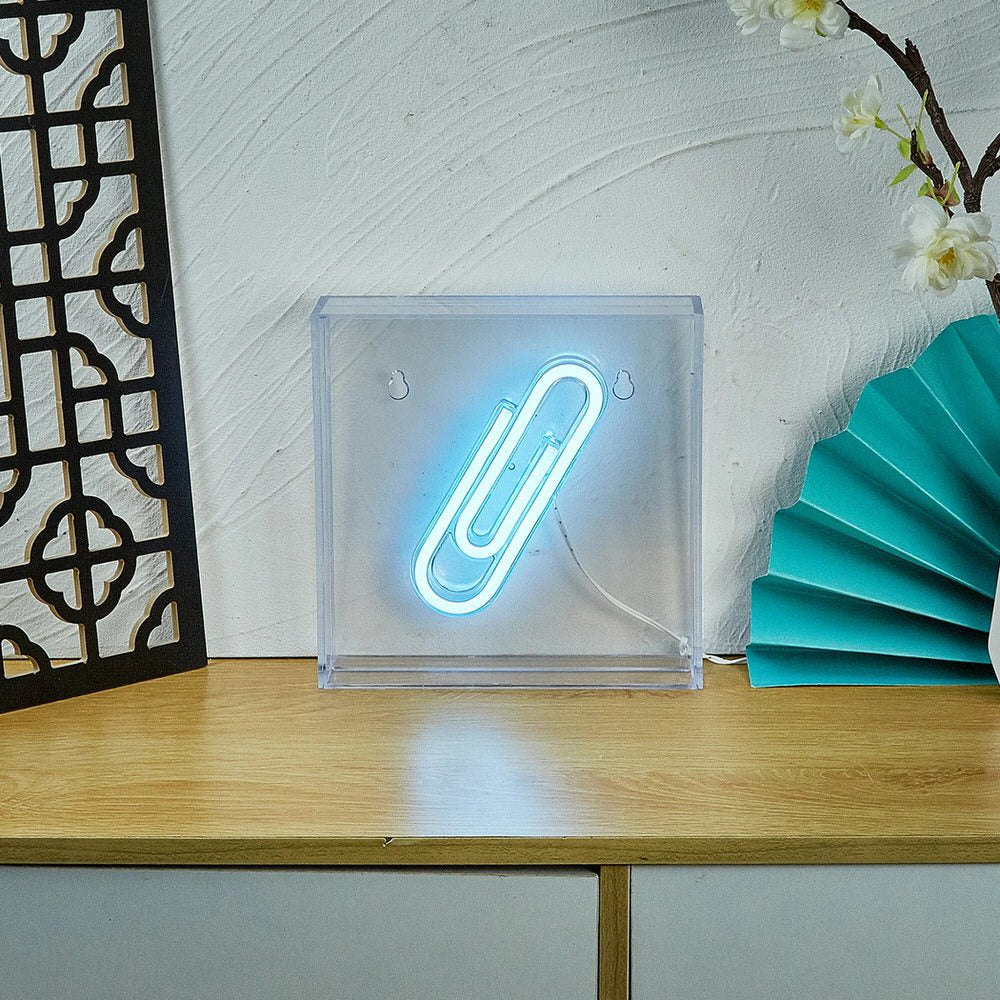 Papierclip-LED-Box-Neonschild