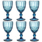 Frendorf | 300ml Blau Viktorianisches Vintage Weinglas Set von 6 - Nachhaltiges Glaswaren für Wein und Getränke