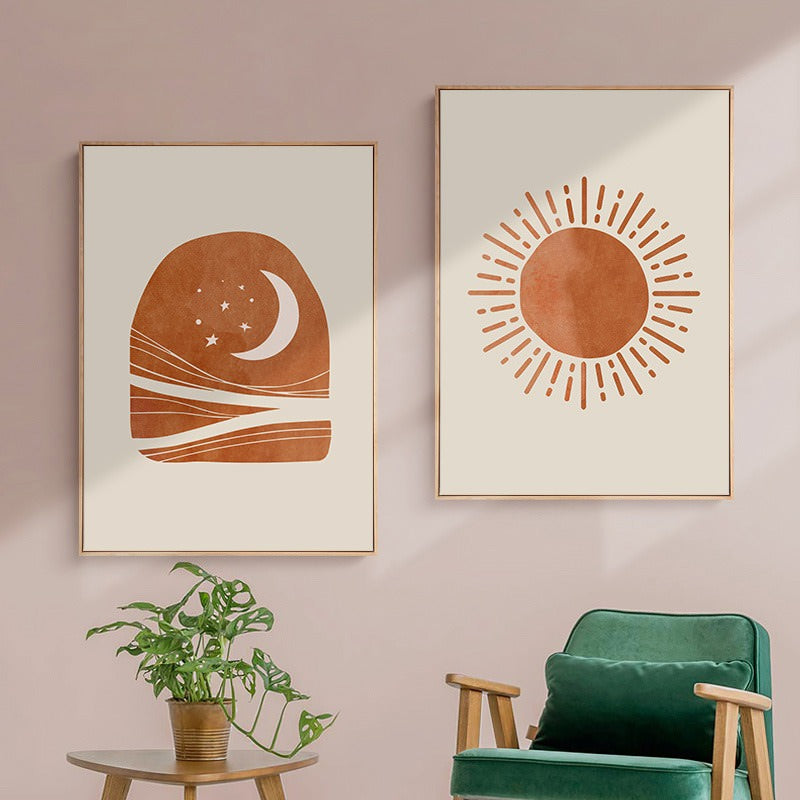 Boho Sonne & Mond Leinwand Poster