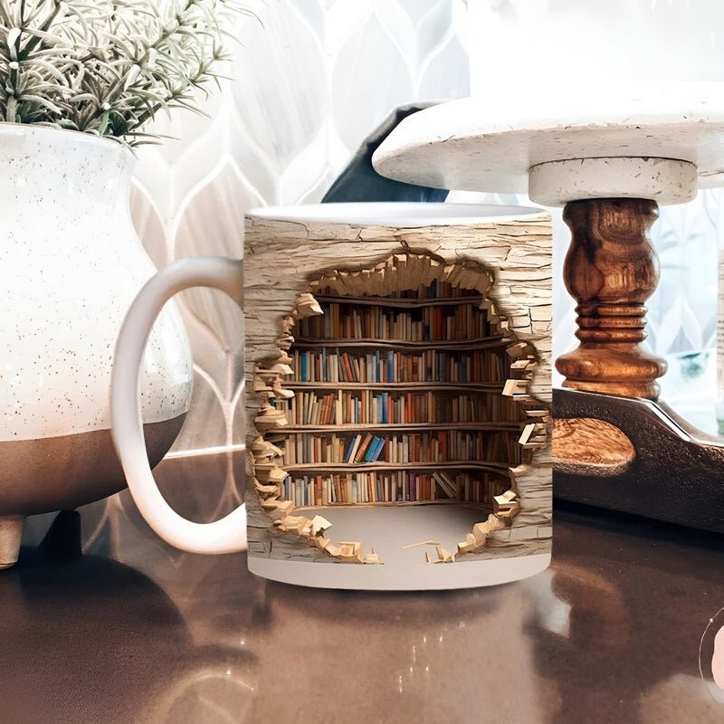 Frendorf | Bibliophilen-Tassen - 3D-Becher mit Bücherregal