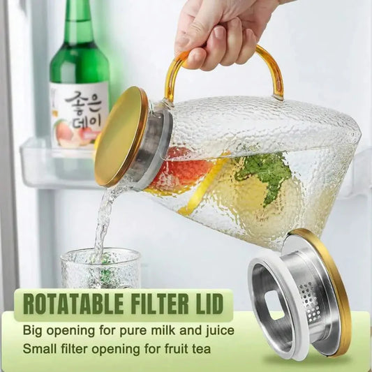 Frendorf | Borosilikatglas Krug mit Griff und Deckel Eistee Glaskrug