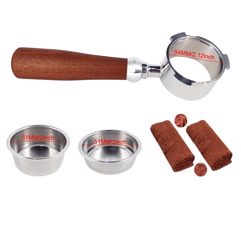 Frendorf | Bodenloser Portafilter Espressomaschine Holz- oder Kunststoffgriff