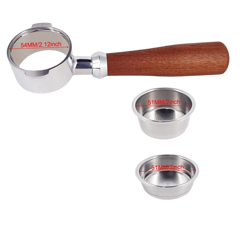 Frendorf | Bodenloser Portafilter Espressomaschine Holz- oder Kunststoffgriff