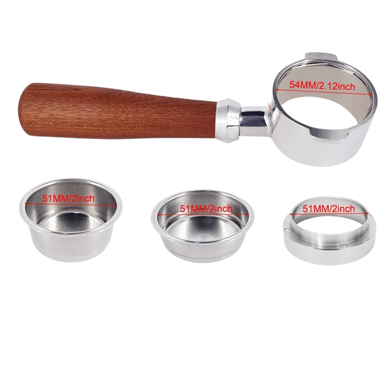 Frendorf | Bodenloser Portafilter Espressomaschine Holz- oder Kunststoffgriff