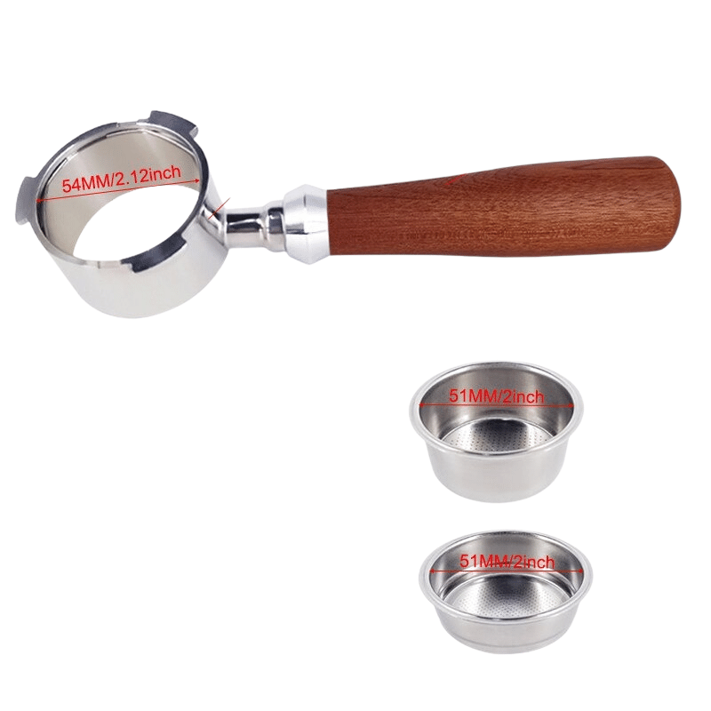 Frendorf | Bodenloser Portafilter Espressomaschine Holz- oder Kunststoffgriff