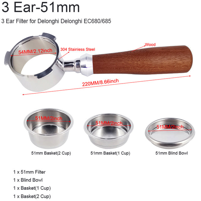 Frendorf | Bodenloser Portafilter Espressomaschine Holz- oder Kunststoffgriff