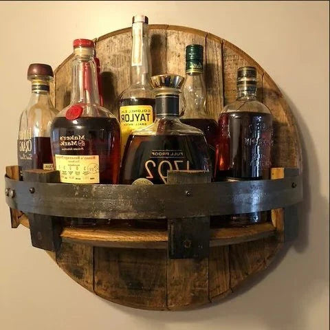 Frendorf | Bourbon Whiskey Barrel Shelf - Rustikales Barzubehör