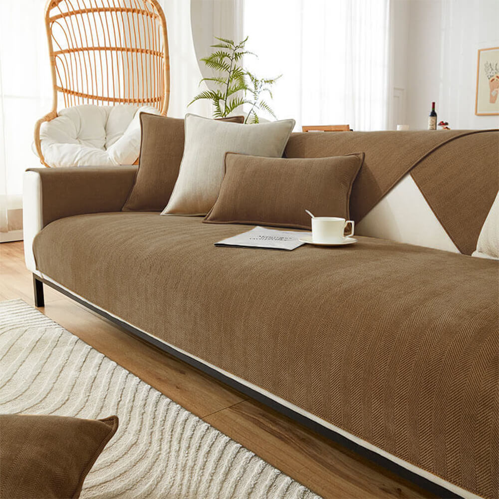 Fischgräten Chenille Stoff Wasserdicht & Antifouling Sofa-Bezüge