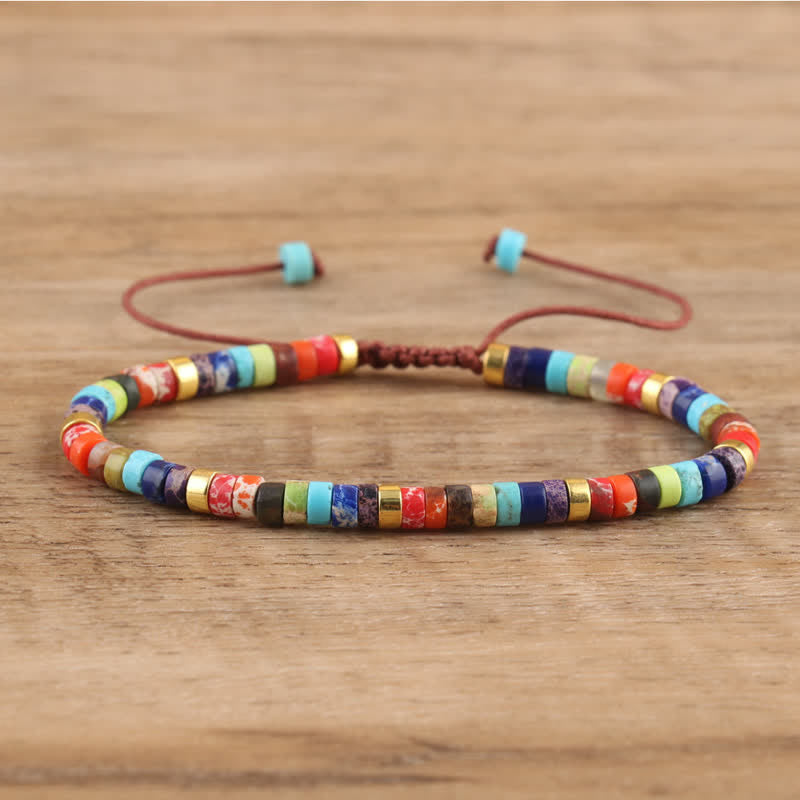 Frendorf | Geflochtenes Armband mit 2,4 mm Naturstein-Rollern – Seraphina