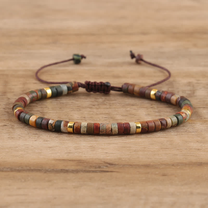 Frendorf | Geflochtenes Armband mit 2,4 mm Naturstein-Rollern – Seraphina