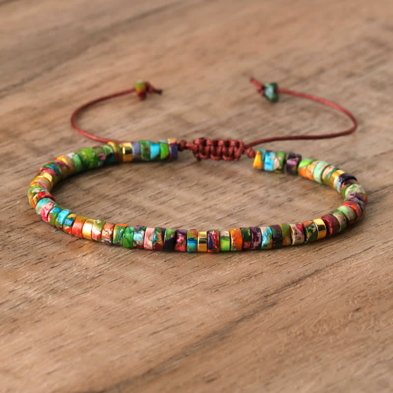 Frendorf | Geflochtenes Armband mit 2,4 mm Naturstein-Rollern – Seraphina