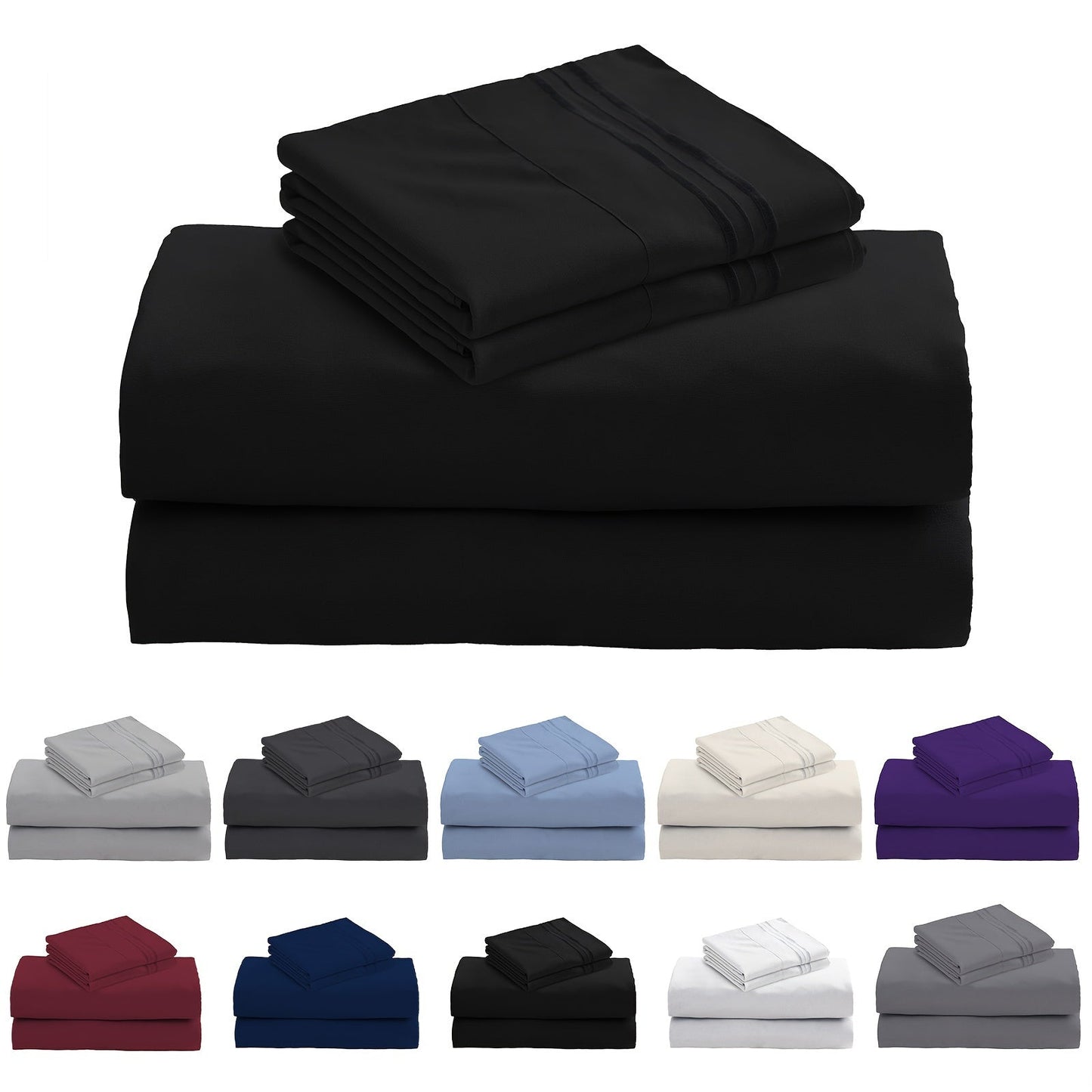 3/4-Teil 15" Tiefe Tasche Bettwäsche Set – Superweiche Mikrofaser-Bettlaken, kühlend und atmungsaktiv, luxuriöse Hotel-Spannbetttücher (enthält 1 Bettlaken, 1 Spannbettlaken und 1/2 Kissenbezüge)