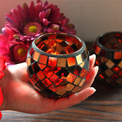 Frendorf Europäischer Retro Glas Mosaik Teelichthalter