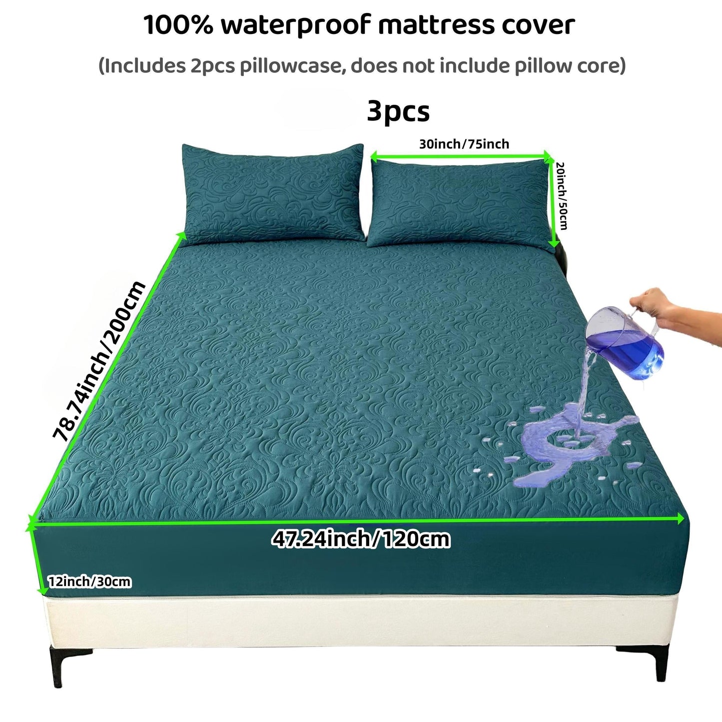 3-teiliger wasserdichter Matratzenschoner Set – Atmungsaktiv, Staubdicht, Rutschfest, Maschinenwaschbar, Spannbettlaken mit tiefem Pocket für alle Jahreszeiten