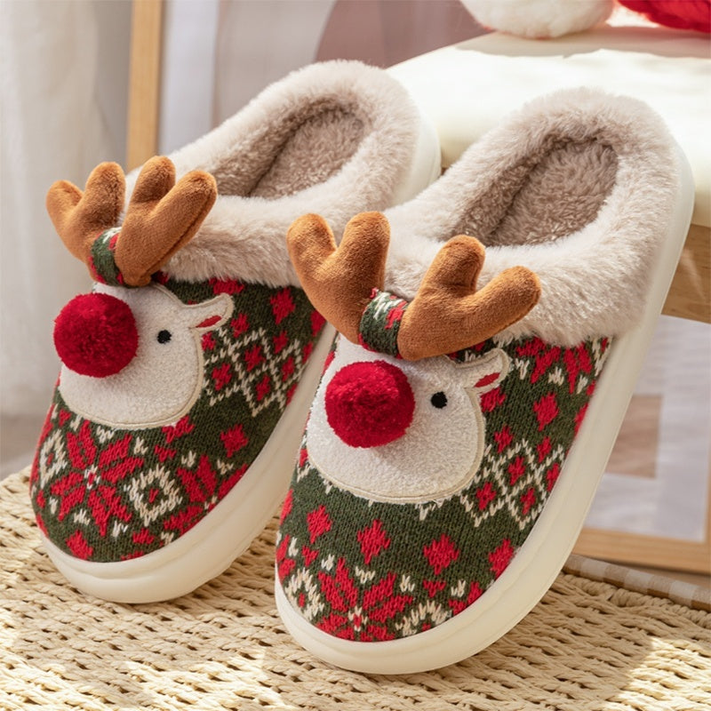 Frendorf | Süße Weihnachts Pantoffeln mit Rentierdesign und rutschfester Sohle!