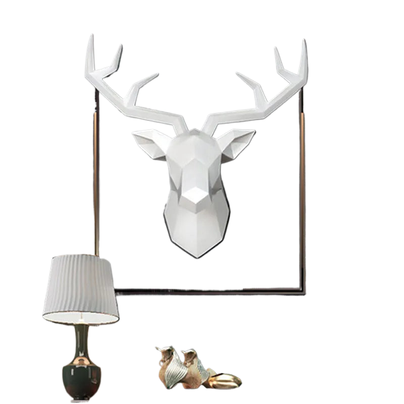 Hirschkopf Skulptur Tier Statue Figuren Wandbehang Kreatives Elch Kunst Geweih Statuette für Bürodeko Wandmontage