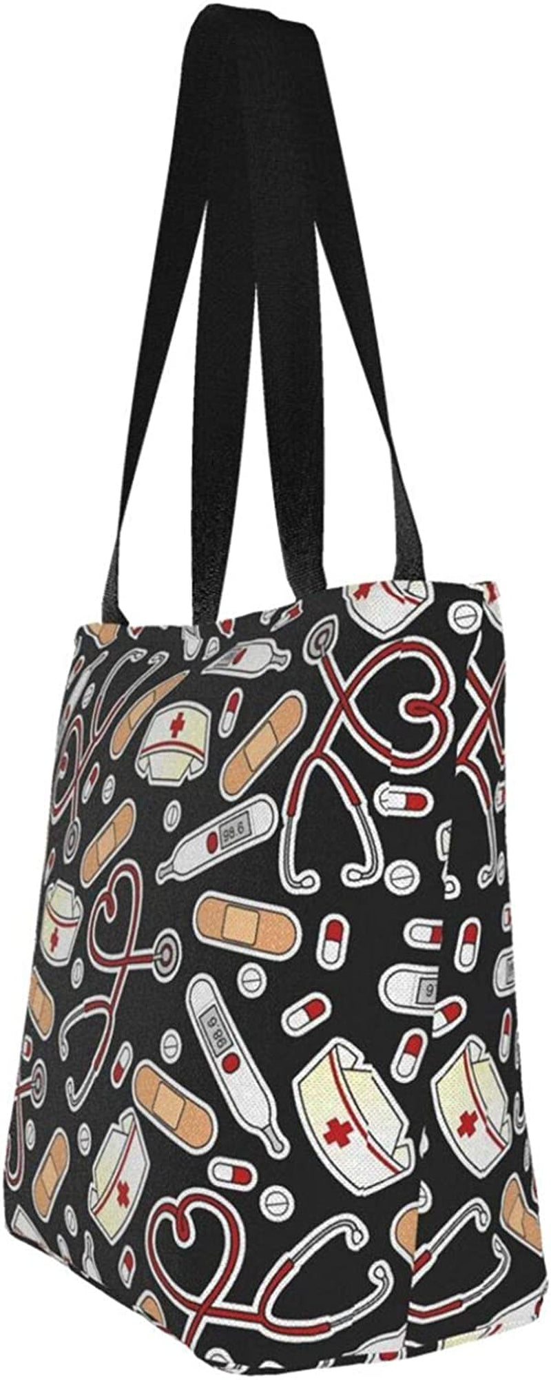 Frendorf | Antcreptson Medizinisches Thermometer Krankenschwester Hut Canvas Einkaufstasche für Frauen Reisen Arbeiten Einkaufen Lebensmittel Top-Griff Handtaschen Große Taschen Wiederverwendbare Handtaschen Baumwoll-Schultertaschen