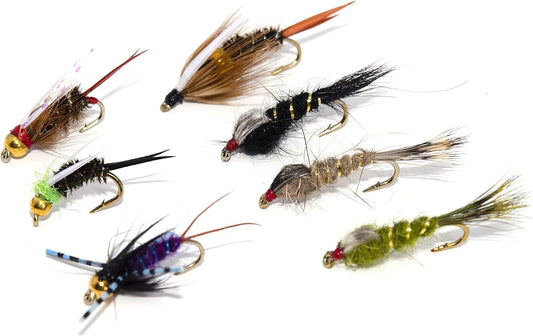 Frendorf | 24/36/40 Lieblings Fliegenfischen Fliegen Sortiment | Trocken, Nass, Nymphen, Streamer, Wooly Buggers, Caddis | Forelle, Barsch Angelköder Set, Kit