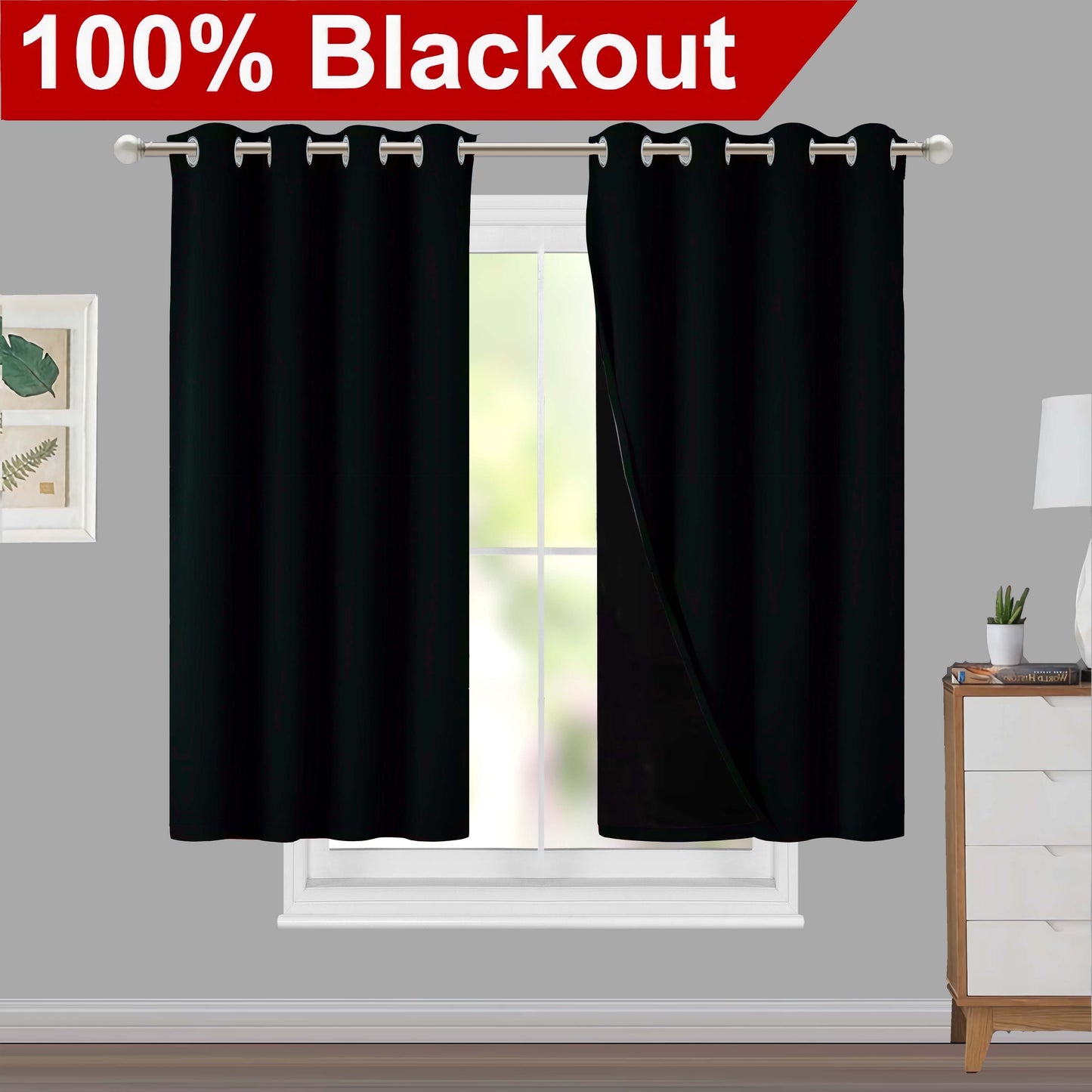 Klassische Blackout-Vorhänge mit Ösen – Thermisch isolierter, nicht bleichbarer Stoff für Wohnzimmer, Schlafzimmer, Küche, stilvolle Wohnkultur