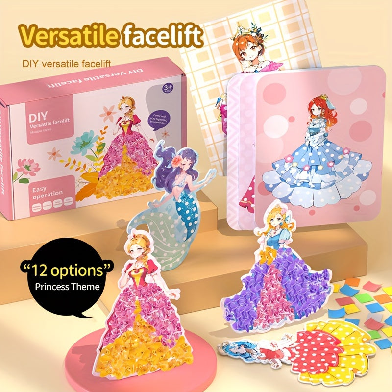 Frendorf | 12Stück Prinzessin Board Aufkleber Stoff Poke Kunst DIY Kit
