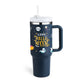 40 Oz Tumbler mit Griff Strohhalm isoliert