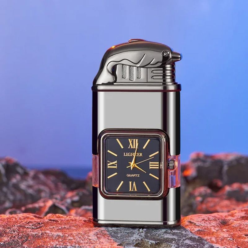 Frendorf | Windproof Feuerzeug Vintage Uhr Lünette Jet Flamme Fackel