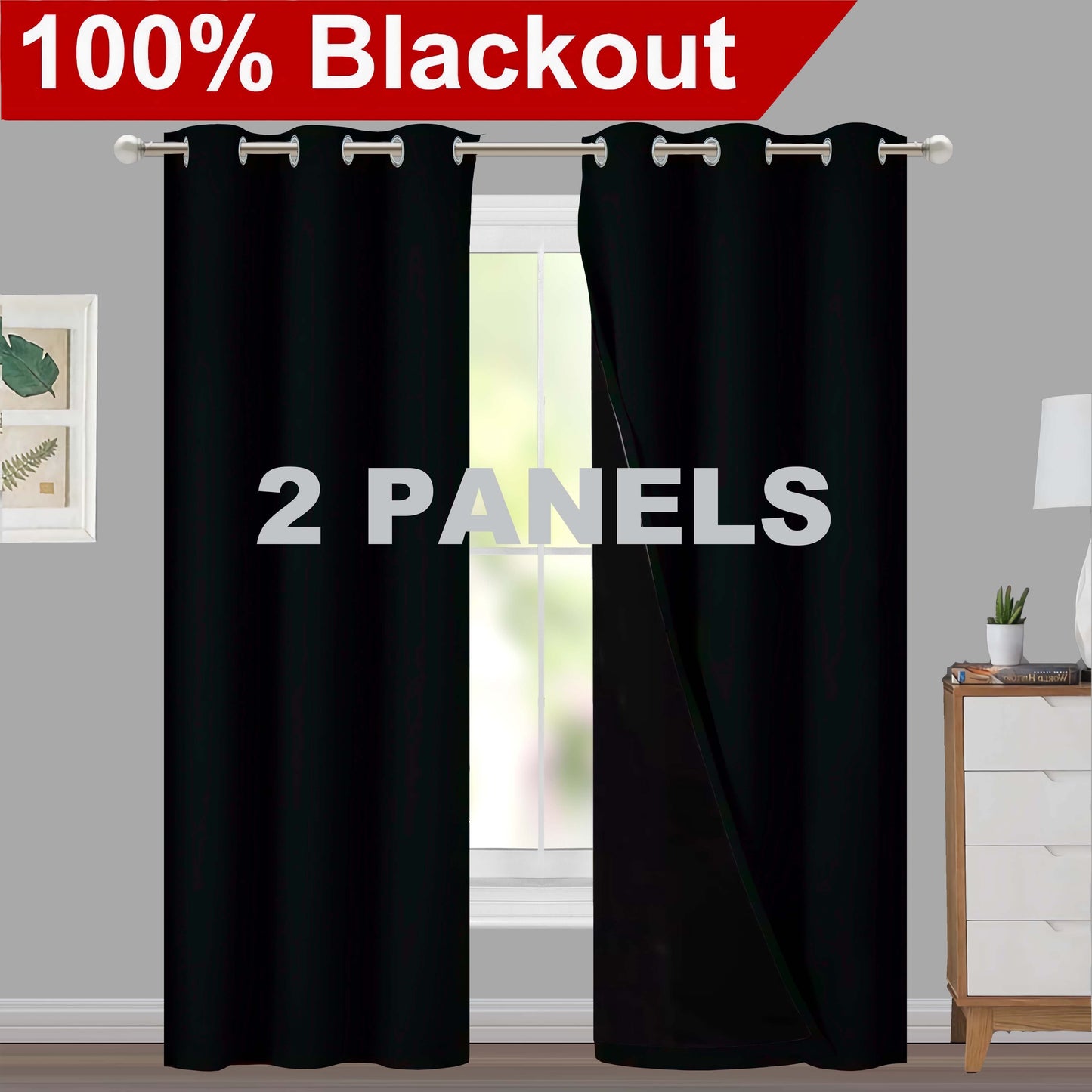 Klassische Blackout-Vorhänge mit Ösen – Thermisch isolierter, nicht bleichbarer Stoff für Wohnzimmer, Schlafzimmer, Küche, stilvolle Wohnkultur