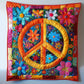 Trippy Hippie Zeichen Quilt
