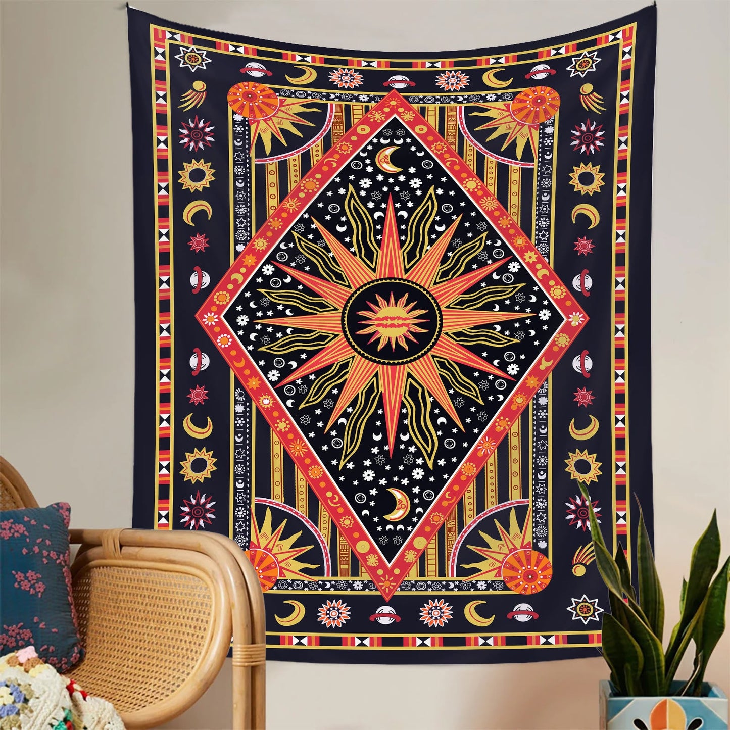 Frendorf Sun Rays Moon Bohemia Wandteppich